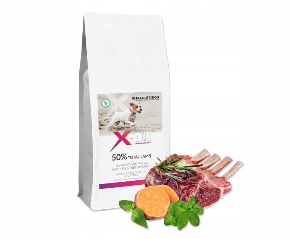 Sucha Karma Dla Psa Jagnięcina Bataty Średnie Duże Rasy 12KG X-dog 852 476