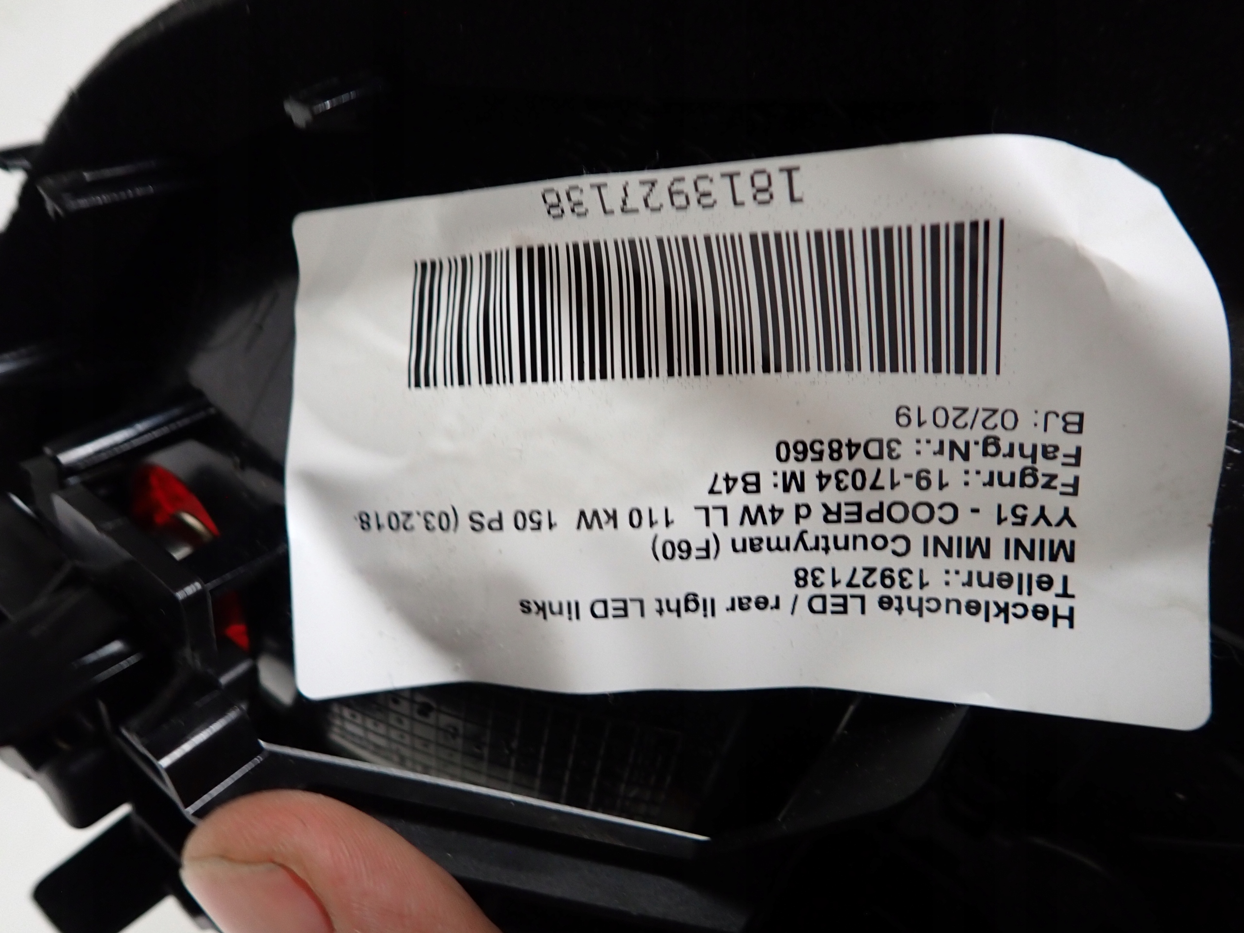 MINI COUNTRYMAN F60 17- light right rear part rear