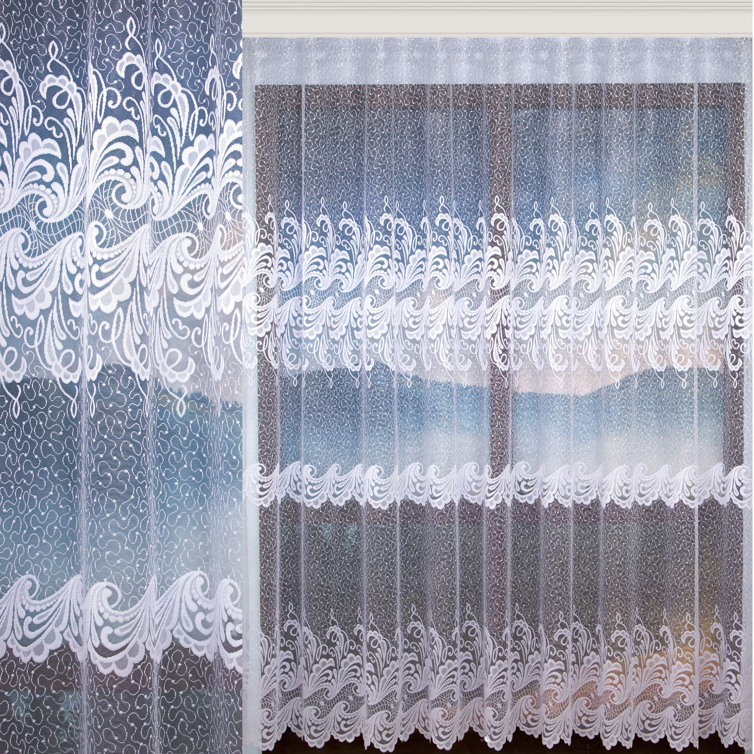 Hotová Záclona Bílá Žakárová Na Pásku Bez Žehlení 450x245 do Obývacího Pokoje