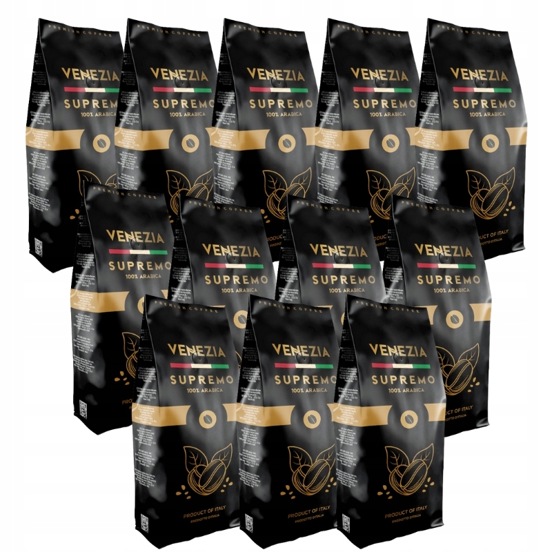 Levně Káva zrnková Venezia Supremo 100% Arabica čerstvá italská káva, sada 12 kg