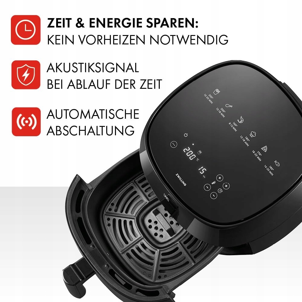ZWILLING Frytkownica Beztłuszczowa 4L 1400W 6 Programów Czarna Z Przepisami — miniatura 8