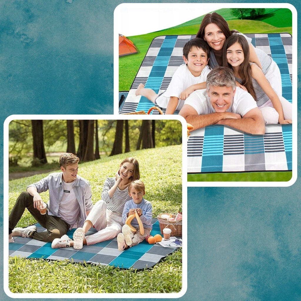 KOC WODOODPORNY PLAŻOWY PIKNIK MATA IZOLACJA XL 200 x 200cm WYSOKA JAKOŚĆ Model Blue Sand