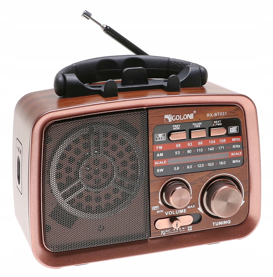 Przenośny, klasyczny design vintage FM/AM/SW MP3 stereo głośnik