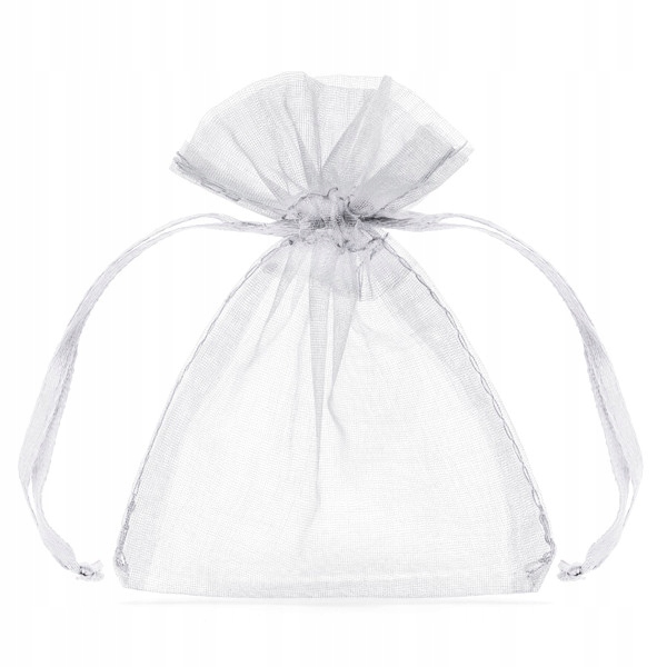 Woreczki z organzy dla gości białe, 10 cm, 10 szt.