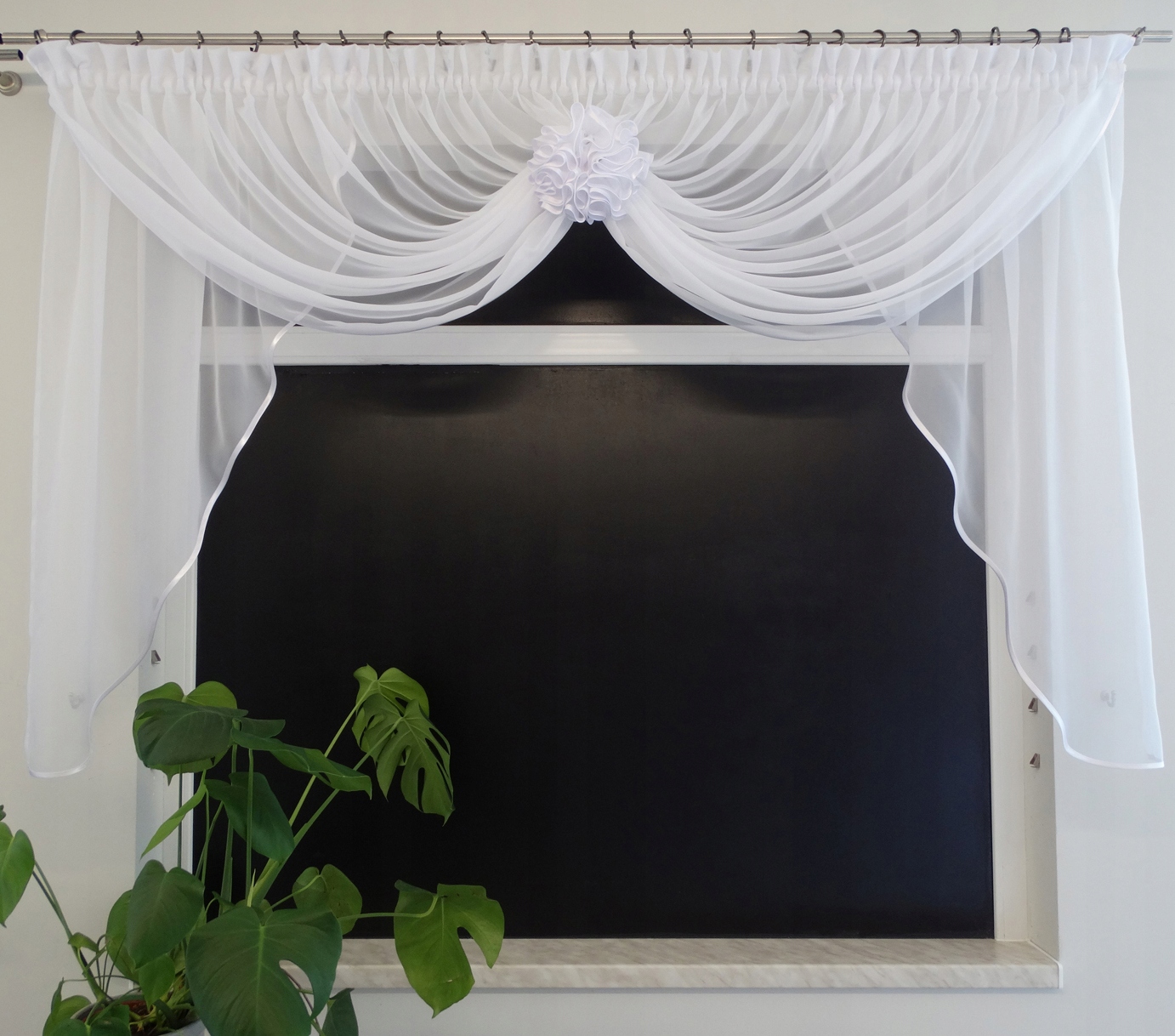 Mg Lambrekýn Do Záclon Voál Květ Bílý garnýž 150 cm