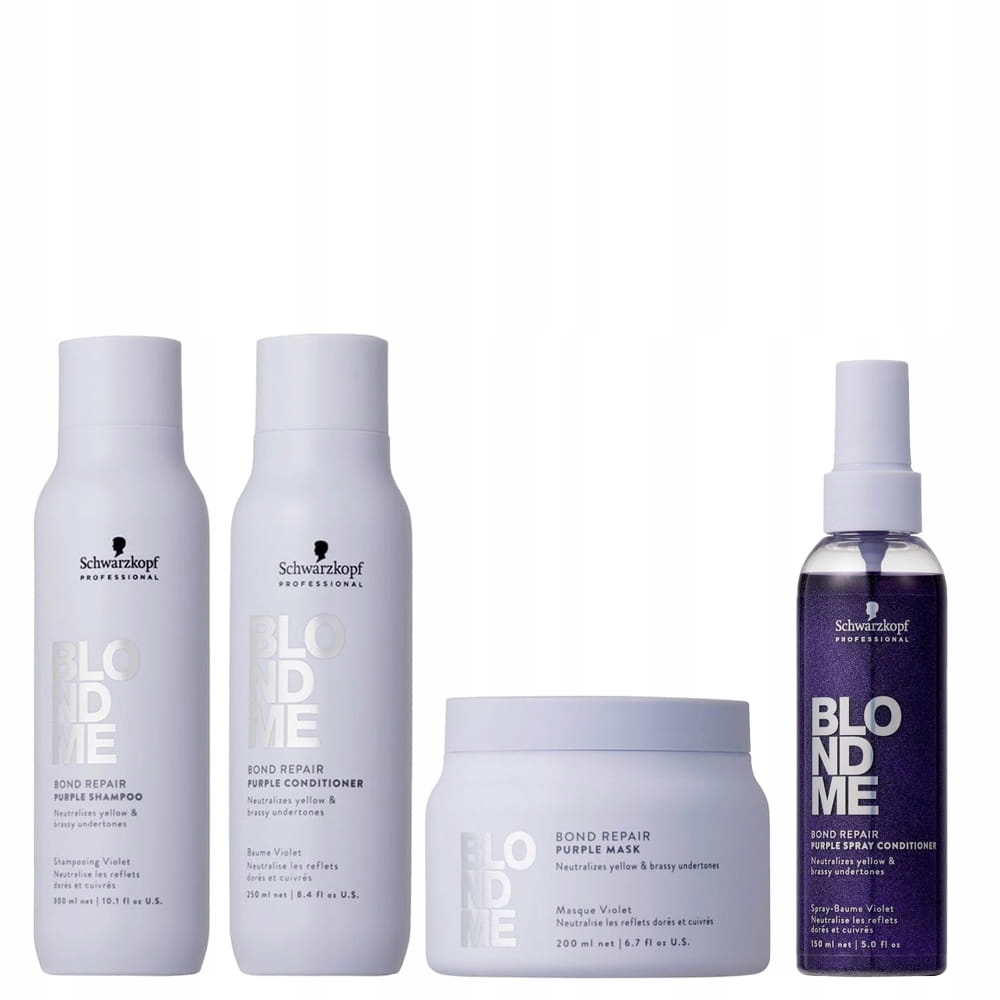 Schwarzkopf BlondMe Bond Repair fialový set pro blond vlasy 4ks