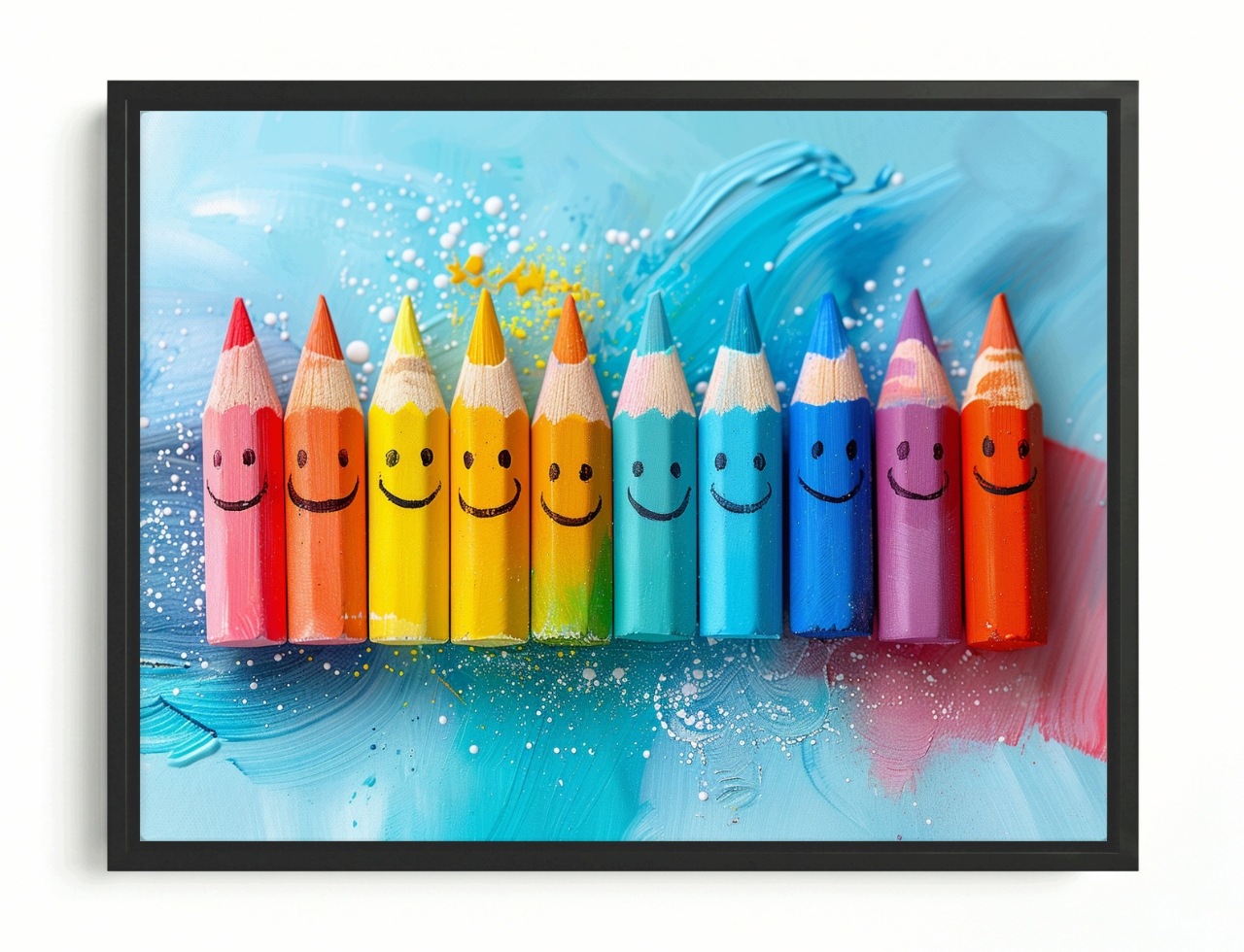 Obraz Rama American Box Děti Barevné Pastelky Tužky Úsměv Emoce 80x60