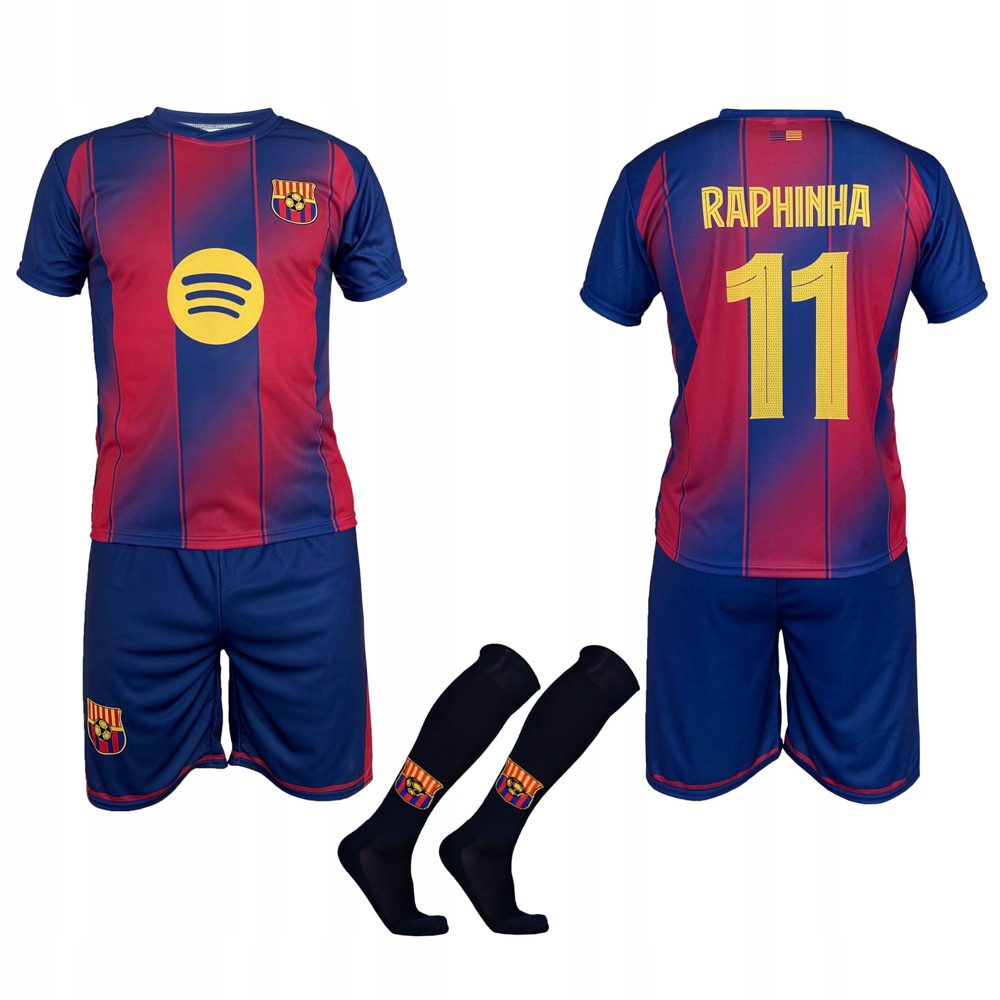 Raphinha Barcelona 2025/2026 strój komplet piłkarski sportowy getry 164