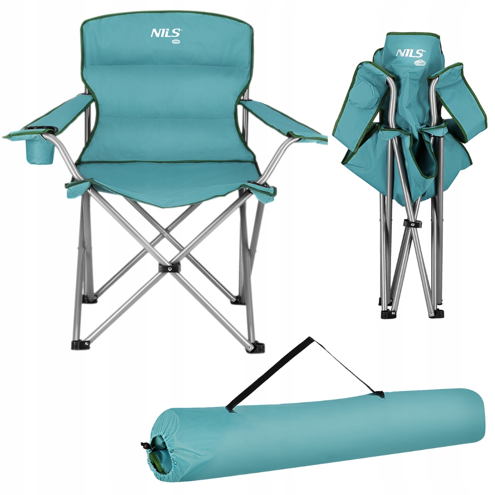 Krzesło Turystyczne Fotel Składany Wędkarski Z Oparciem Na Ryby Nils