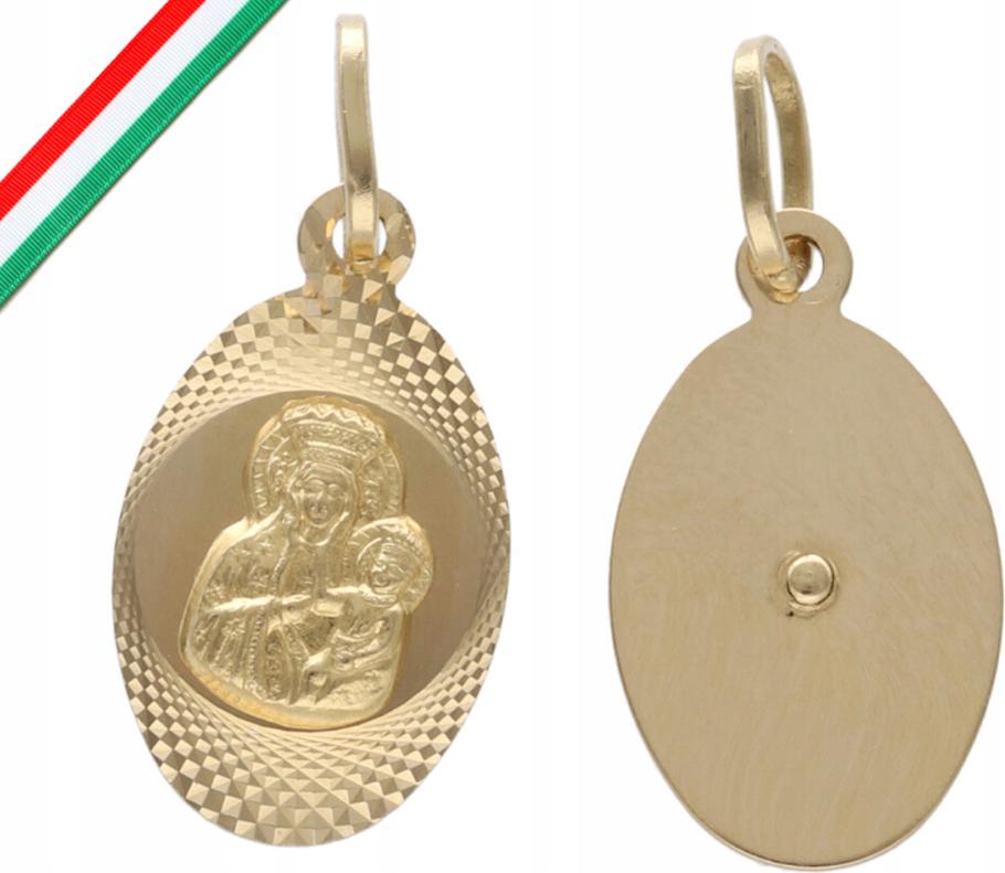 Zlatý medailonek 585 Křest Matka Boží s Ježíšem Svaté Přijímání Svatá památka