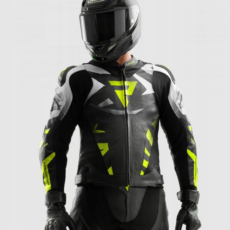 Kožená Bunda Rebelhorn Inferno Black/white/fluo Yellow 60