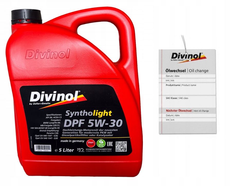 Olej silnikowy Divinol Syntholight Dpf 5W-30 5L Acea C3 50400/50700 229.51