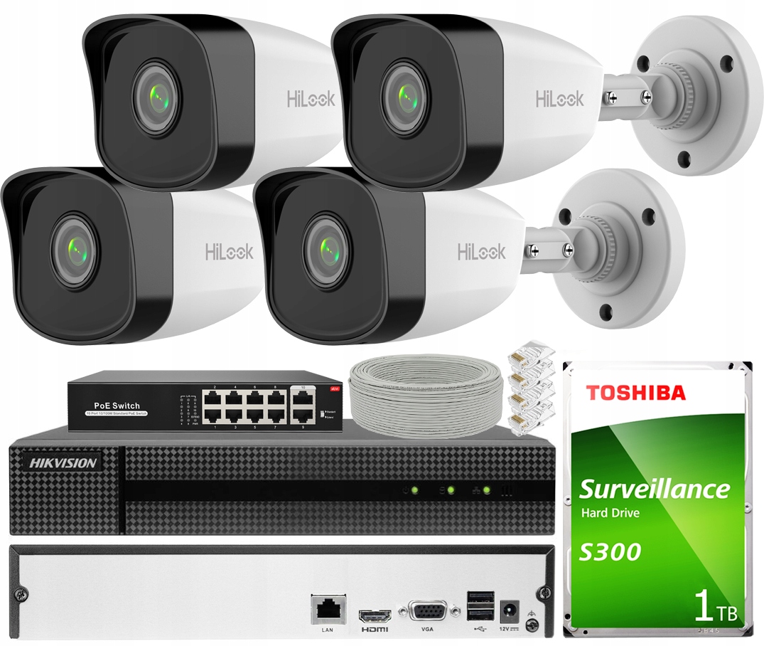 Sada pro monitorování Hikvision HWN-2108MH+IPCAM-B2 Kit 8CH Poe