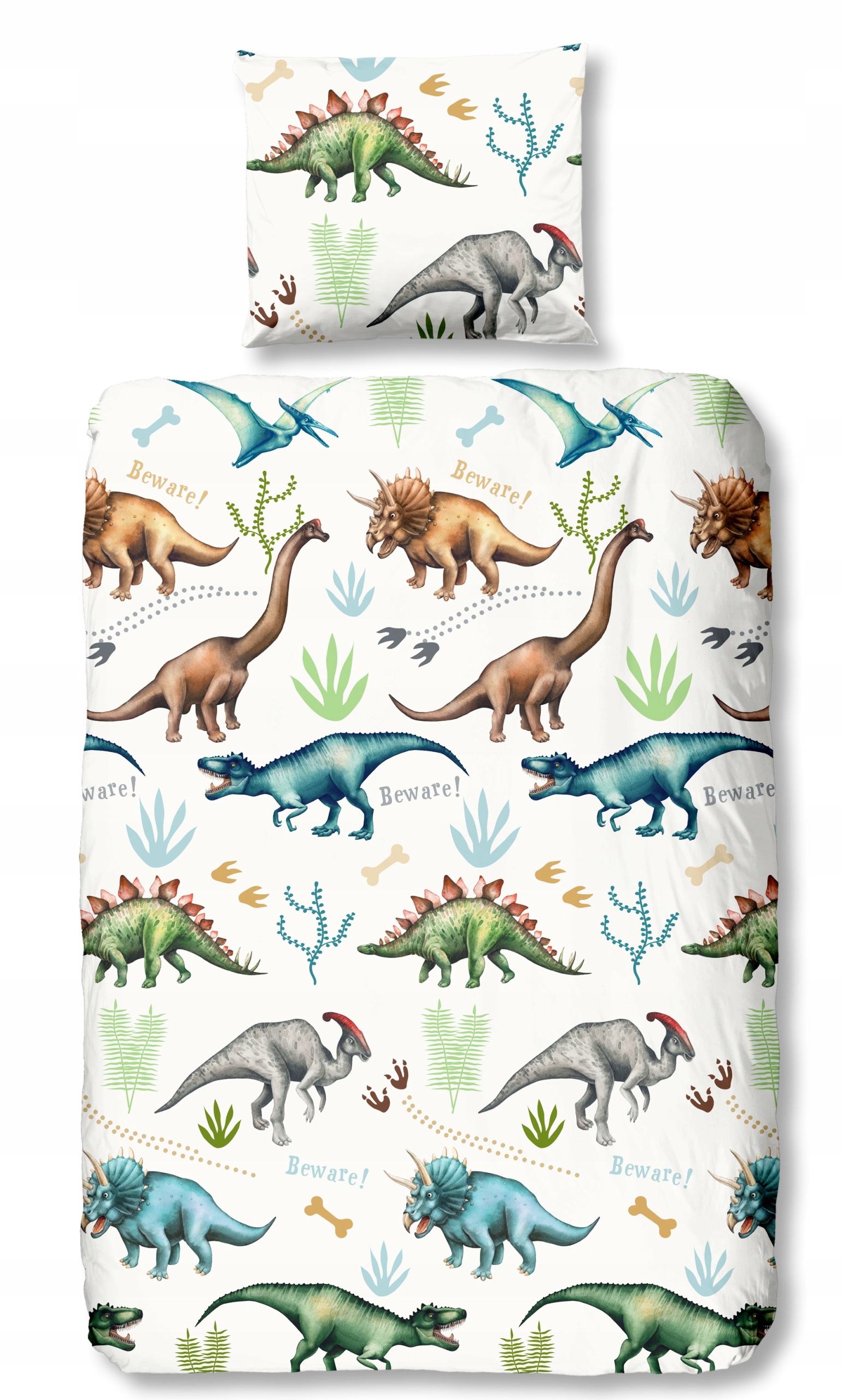 

Pościel 140x200 Prehistory Dinozaur Biała