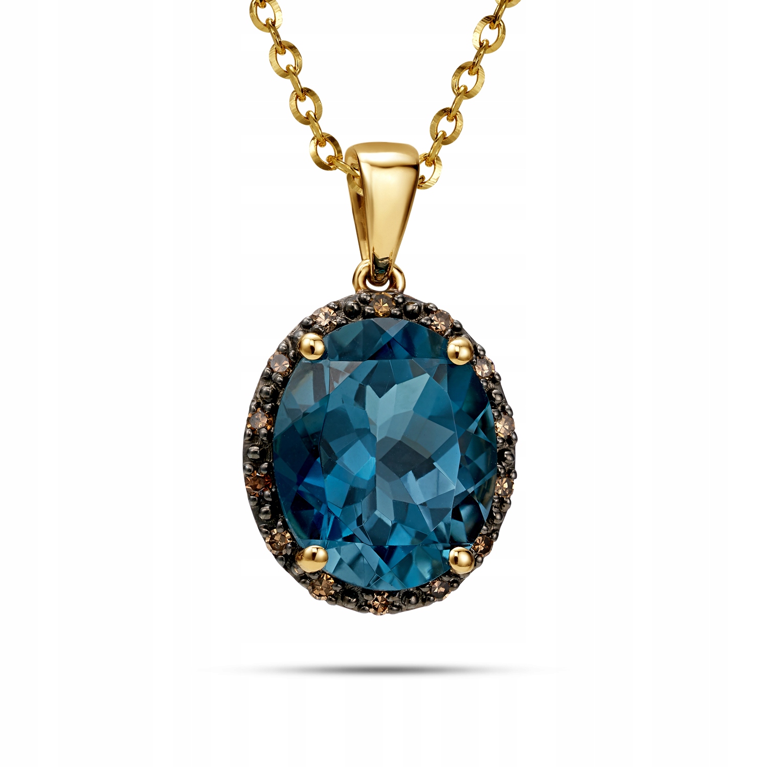 Zlatý přívěsek Au 585 s topazem London Blue