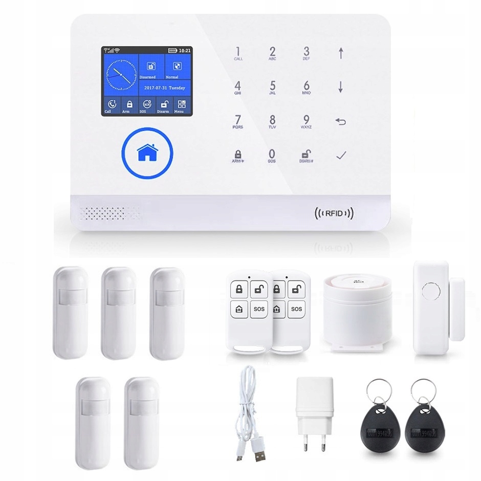 LCD Alarmový Systém 2.4' Gsm WiFi Tuya Smart Pl 5xPIR