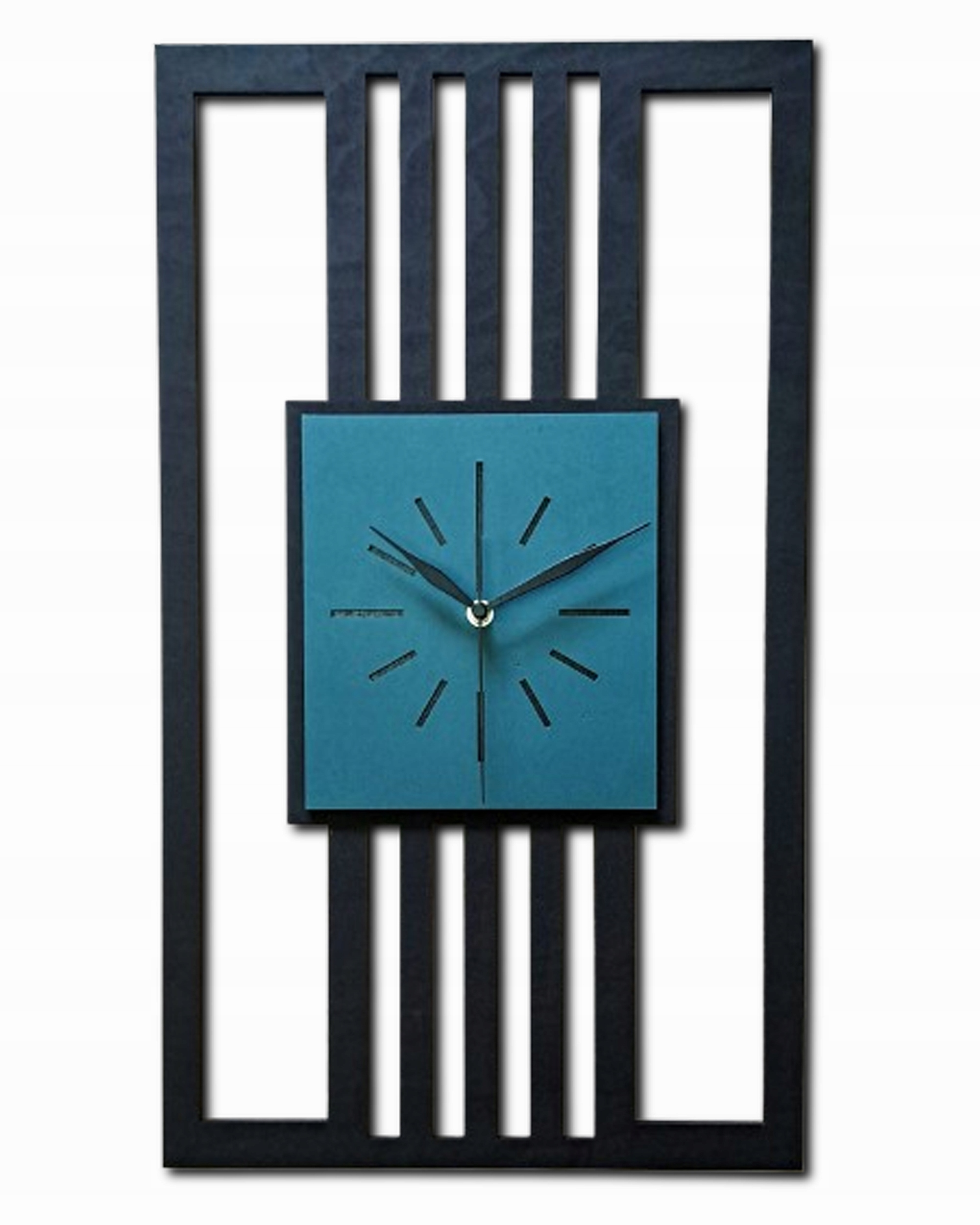 Velké Nástěnné Hodiny, Geometrické, Industriální, Ze Dřeva, Lamel, Tmavě Zelené