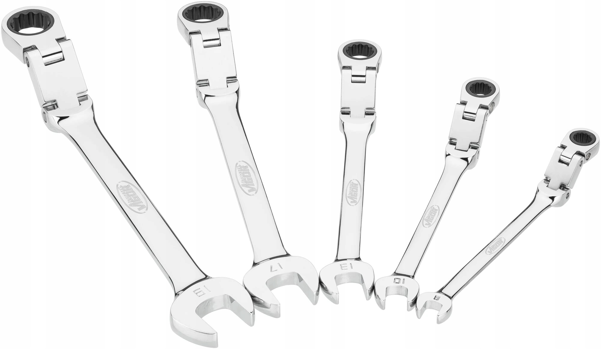 Vigor V6752/5, Sada račňových očko-plochých kľúčov s dvojitým kĺbom 5ks