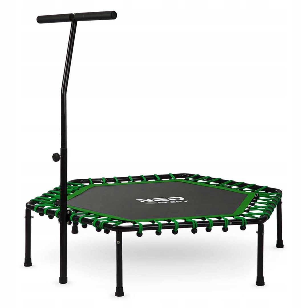 Fitness trampolína 127 cm Neo-Sport s nastavitelnou rukojetí 100 kg, guma zelená
