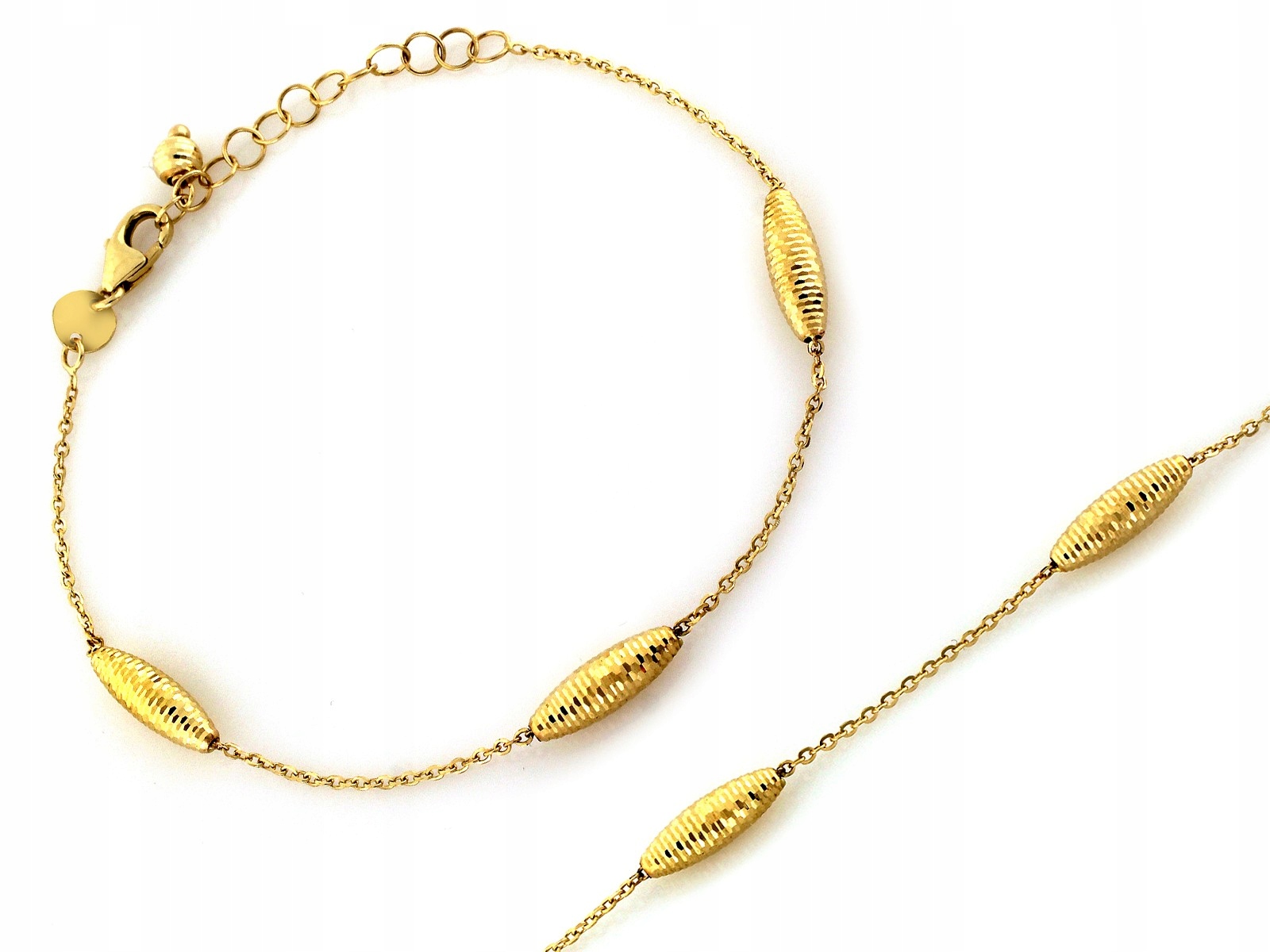 Dámský zlatý náramek 585, 2.03 g, elementární, na řetízku s prodlužkou