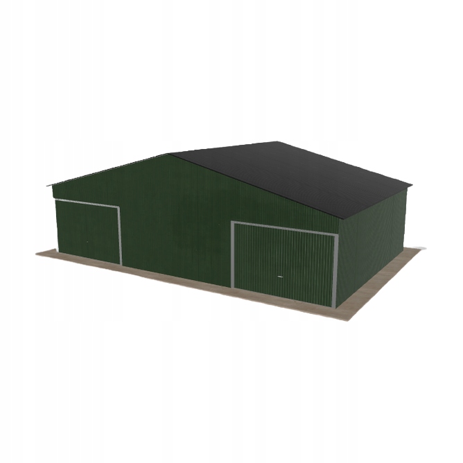 Plechová garáž 10x6.5 m dvoupolohová, dvoupolohová, zelená
