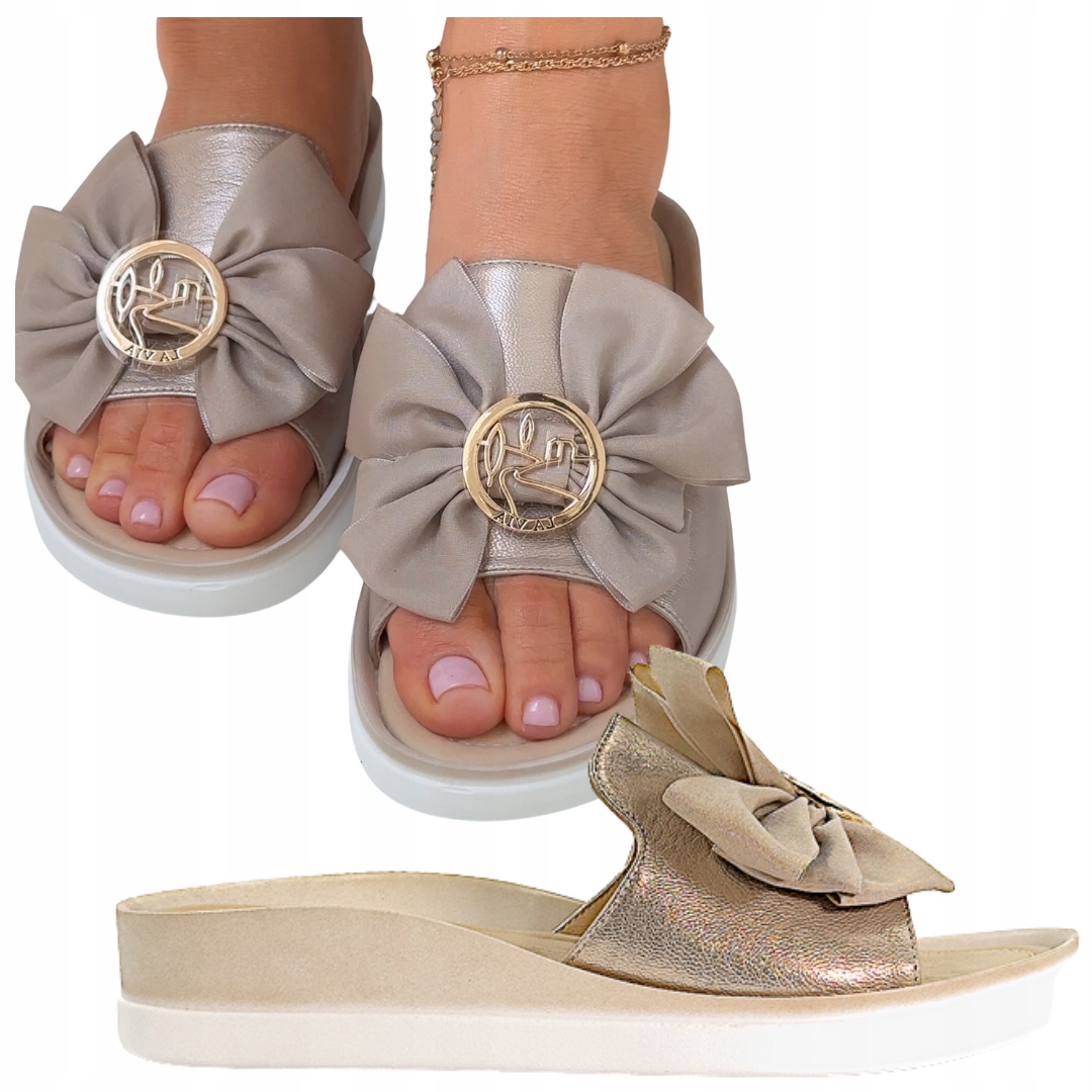 Nazouváky La Via 39 Pohodlné kožené na platformě 4403 Letní boty