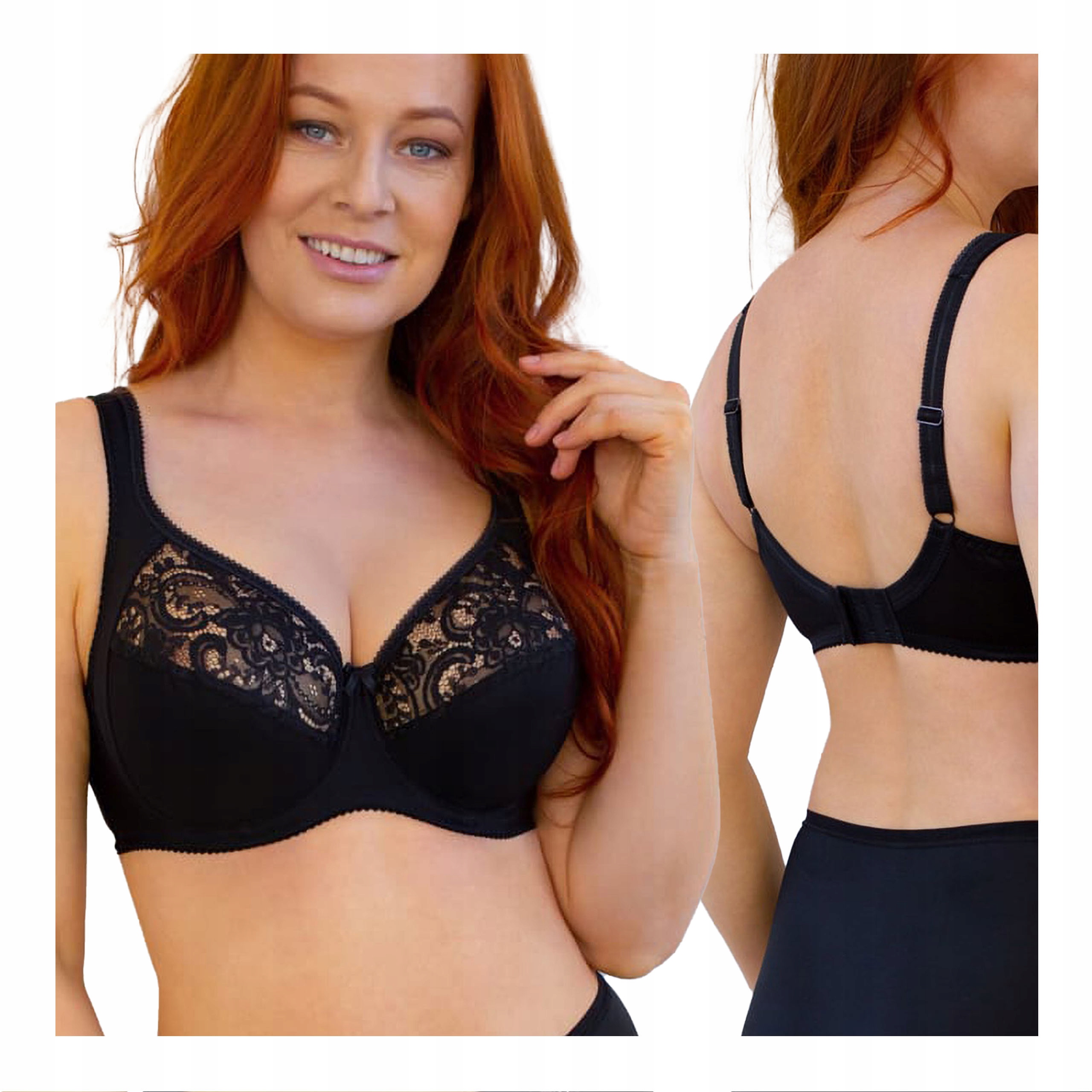Dámská podprsenka velké velikosti s širokými ramínky, černá krajka Kleo 80E
