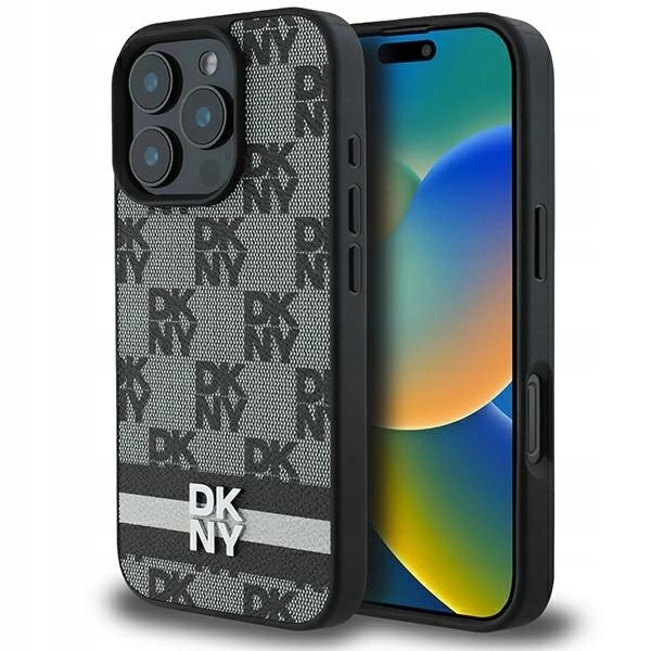 Etui Dkny Checkered Pattern & Printed Stripes na iPhone 16 Pro Max czarne