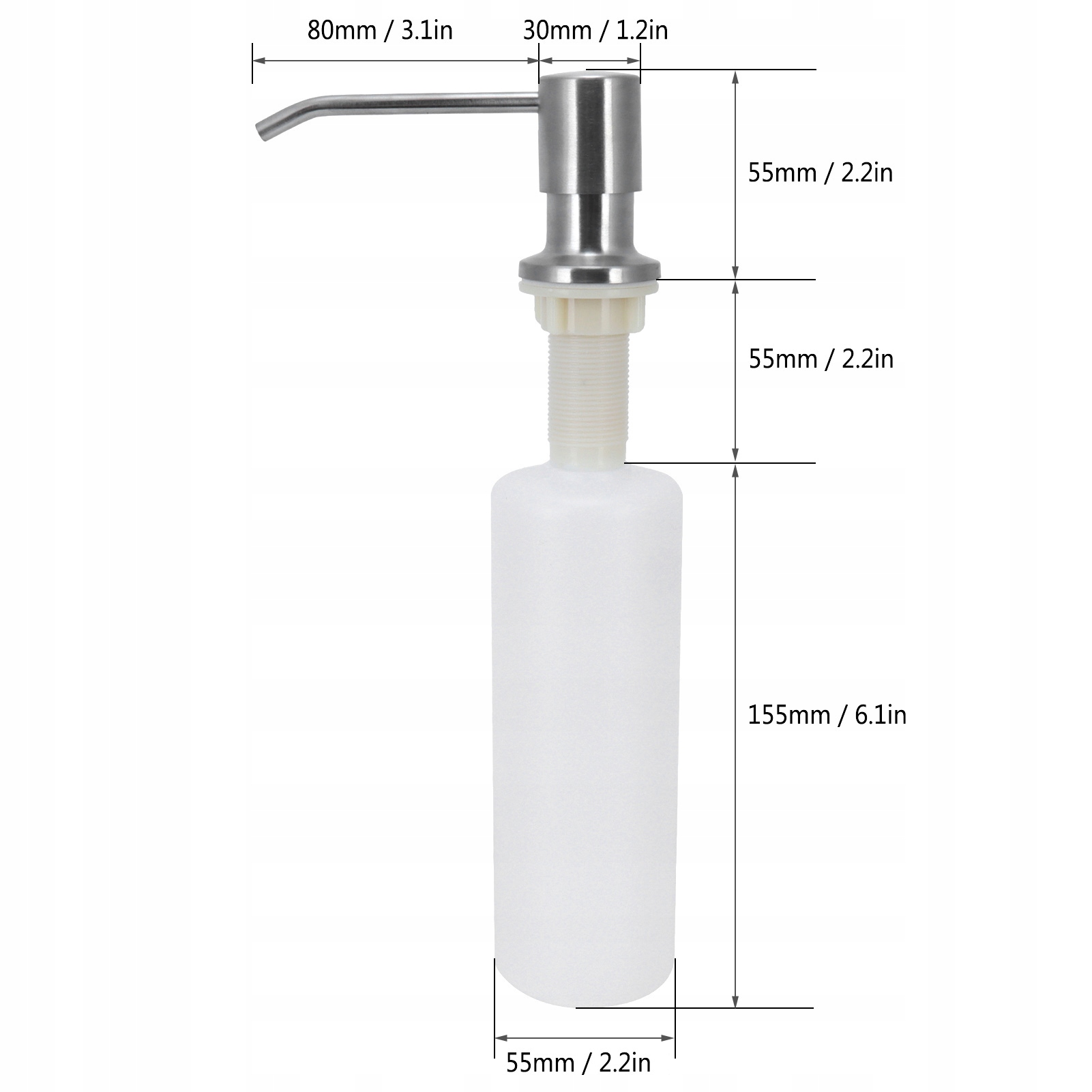 DOZOWNIK CHROMOWANY PŁYNU MYDŁA ZLEWOZMYWAK Kolor pompki szary