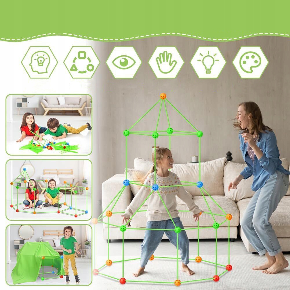 ZABAWKI EDUKACYJNE DO SAMODZIELNEGO WYKONANIA, ZESTAW DO BUDOWANIA NAMIOTU Marka inna