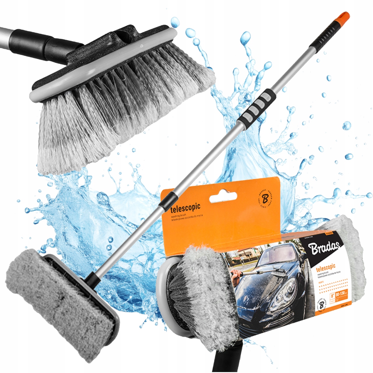 Szczotka Teleskopowa Do Mycia Samochodów Aut Paneli Foto Szyb Witryn 130CM