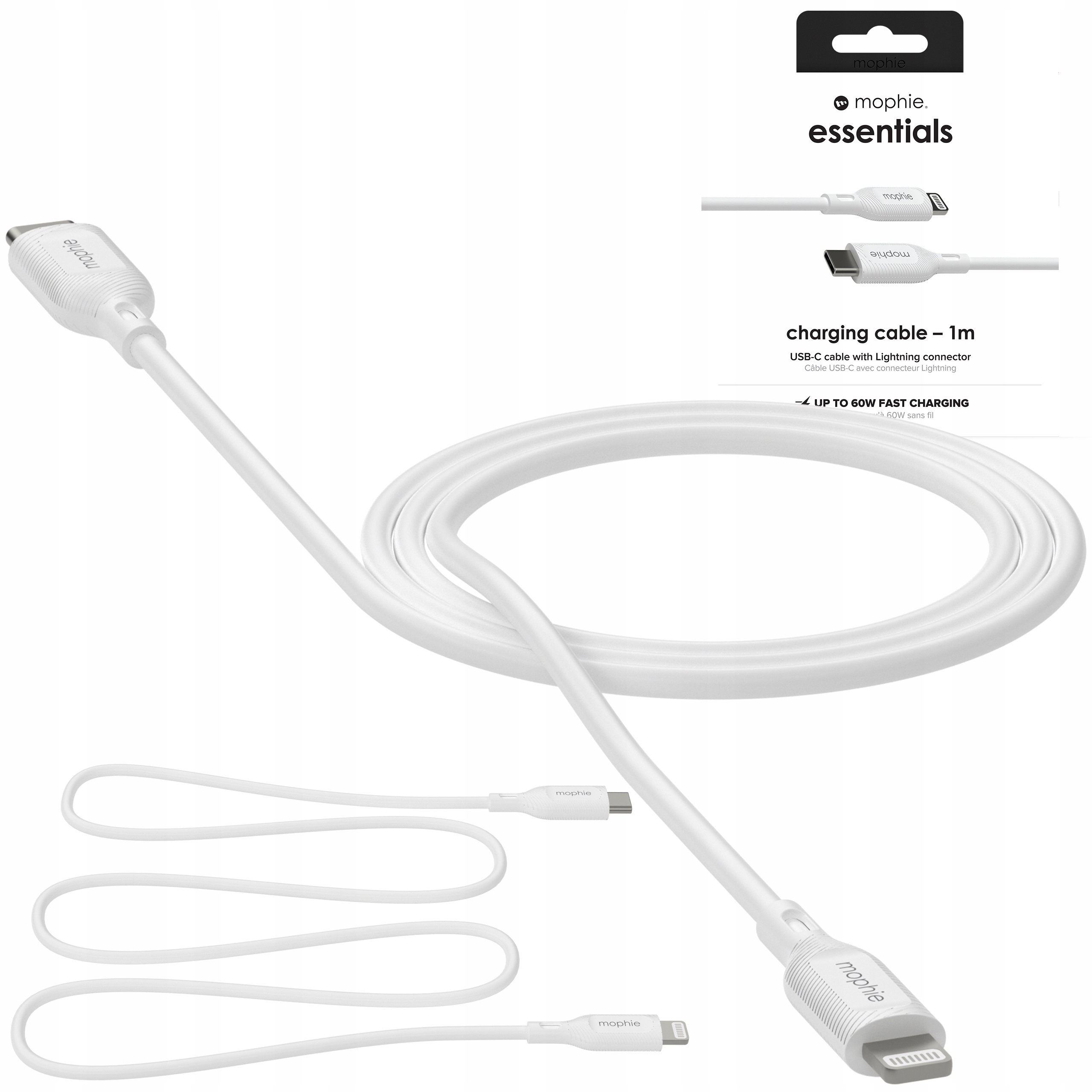 Mophie Essentials Kabel Usb-c na Lightning 60W 1m Wytrzymały Przewód