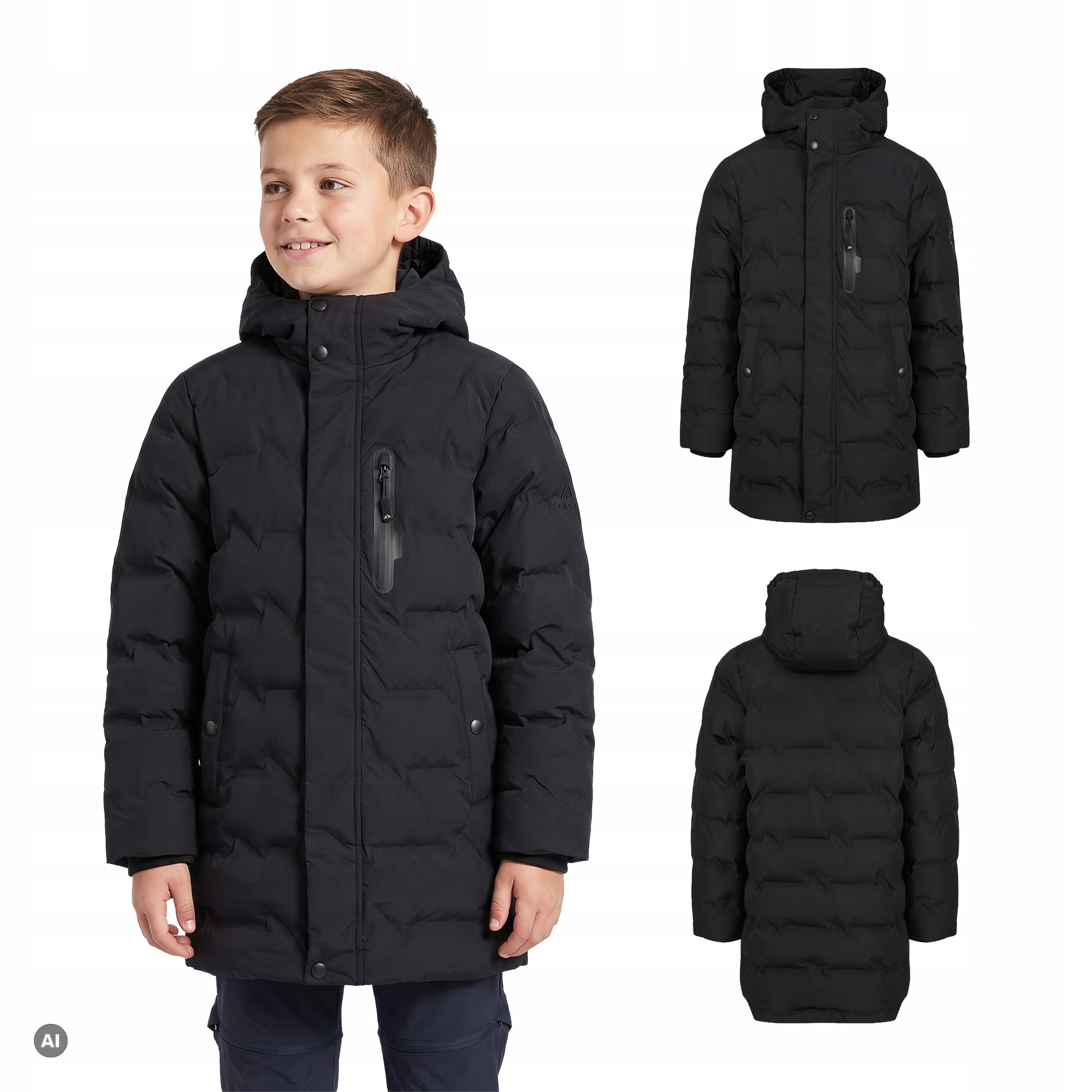 Kurtka puchowa dziecięca Kadva City Alpine Jr czarny 135-140 cm