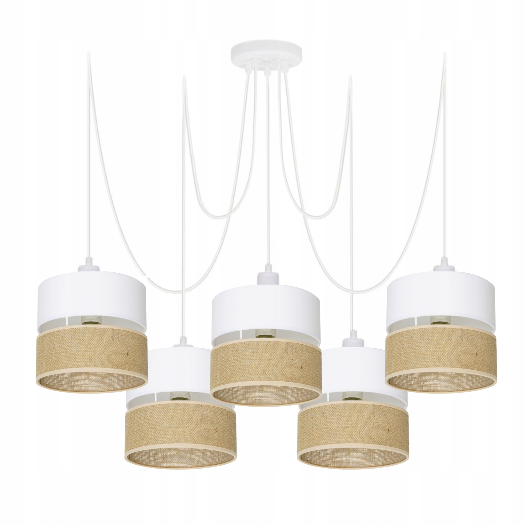 Závěsná Stropní Lampa Juta Boho Jutový Spider Pavouk Duo 5-BODOVÁ Led Polská