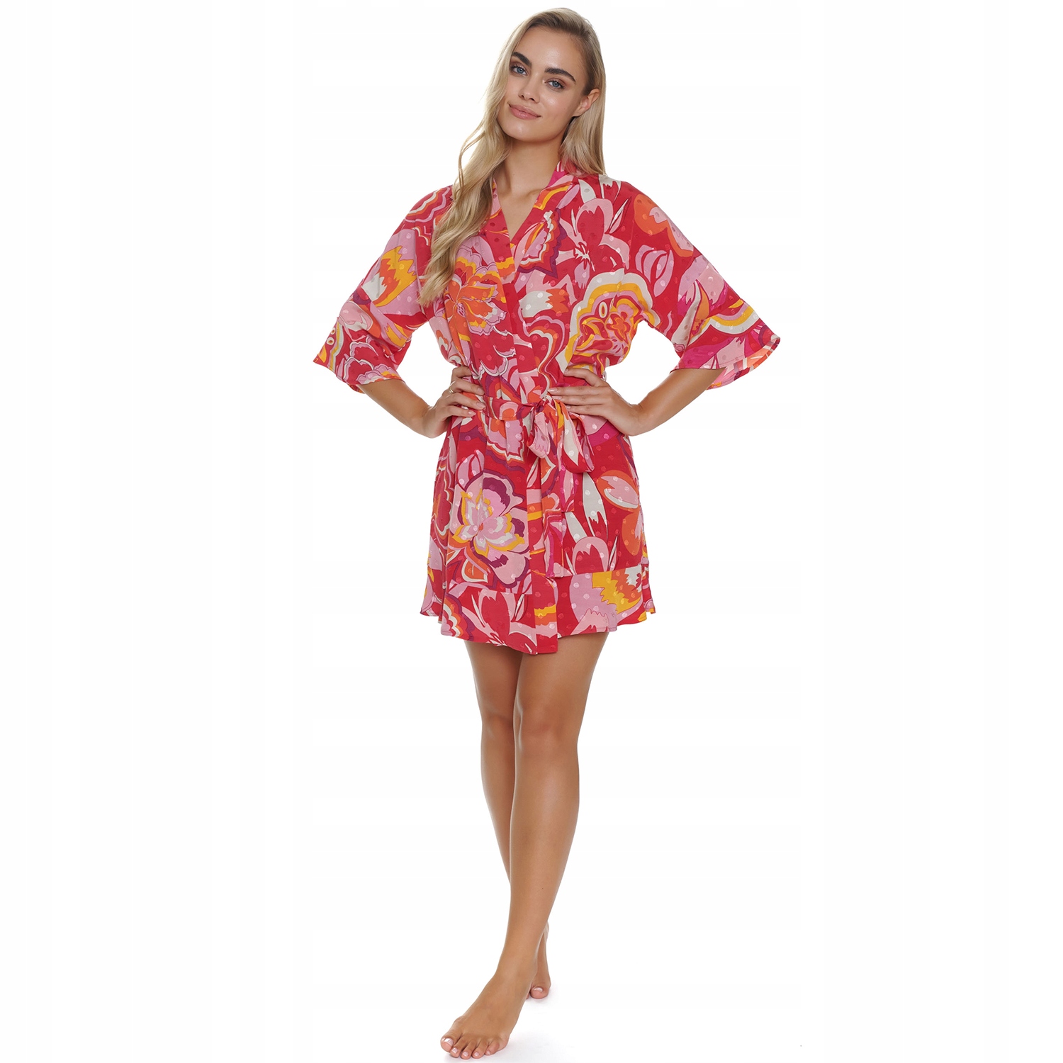 Doctor Nap SWW.5323 capri flowers květy viskóza kimono Župan M