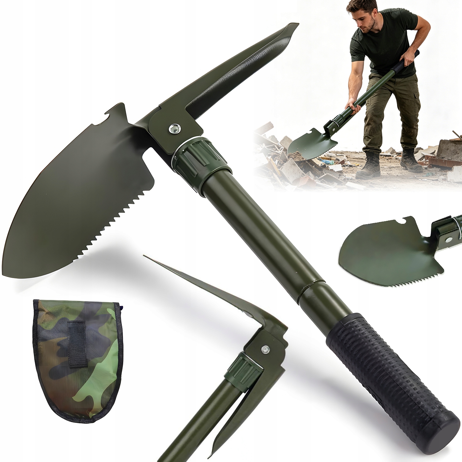 Łopata Z Motyką Do Outdooru Z Torbą – Idealna Na Wyprawy I Survival