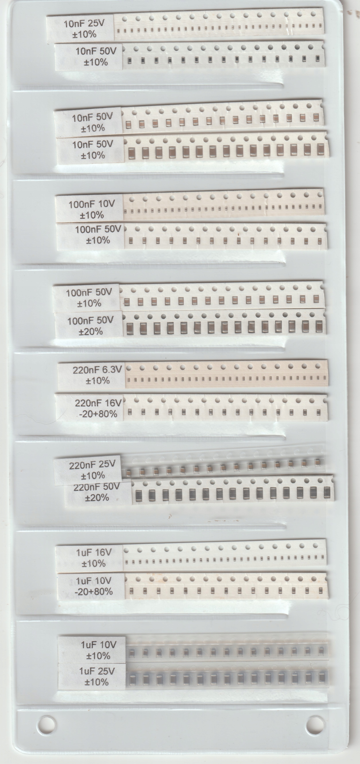 [1120szt] Zestaw kondensatorów Smd 1pF-1uF rozmiar 0402, 0603, 0805, 1206