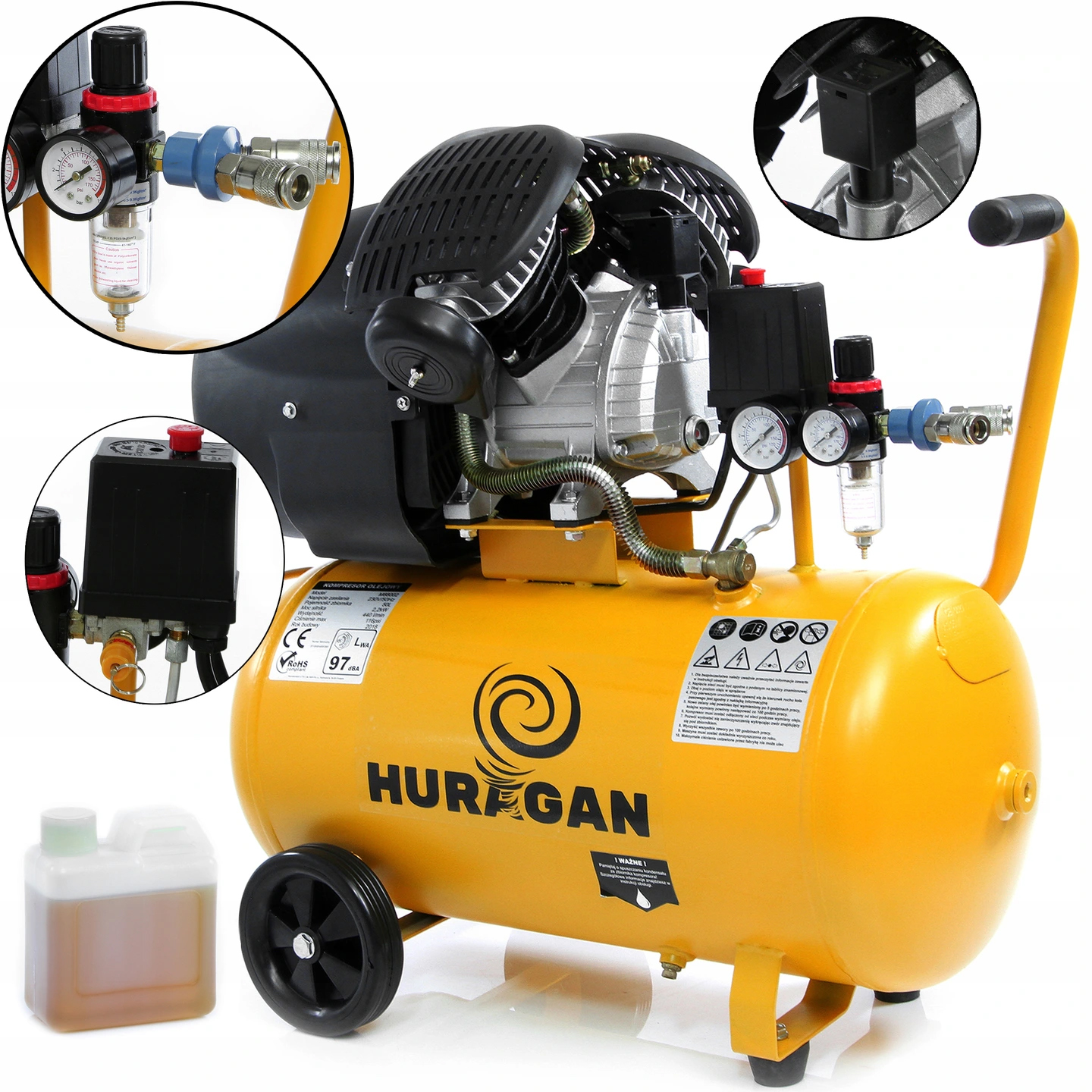 KOMPRESOR OLEJOWY SPRĘŻARKA 50L + ZESTAW + OLEJ Model M88002