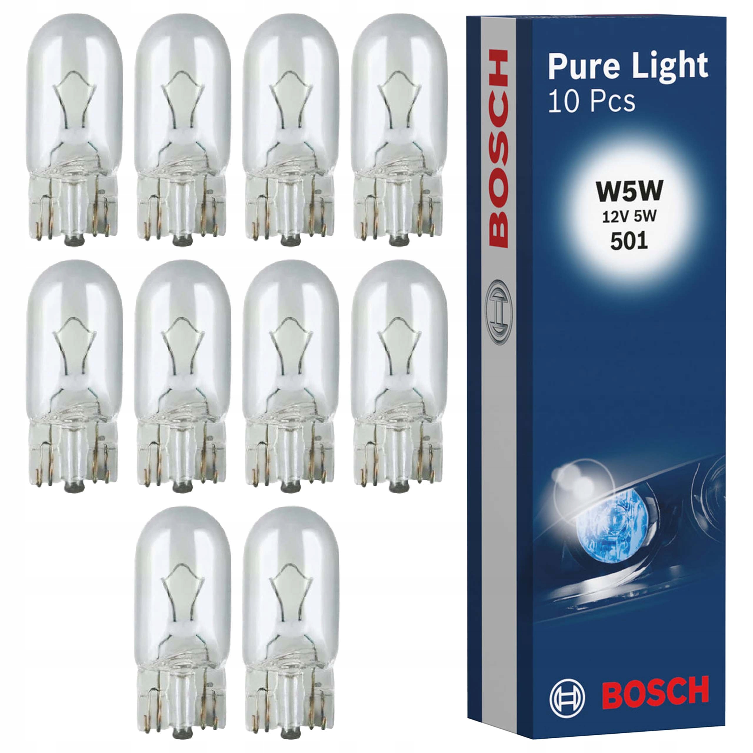 10x Żarówka Bosch W5W Pure Lihgt 12V 5W 1987302206