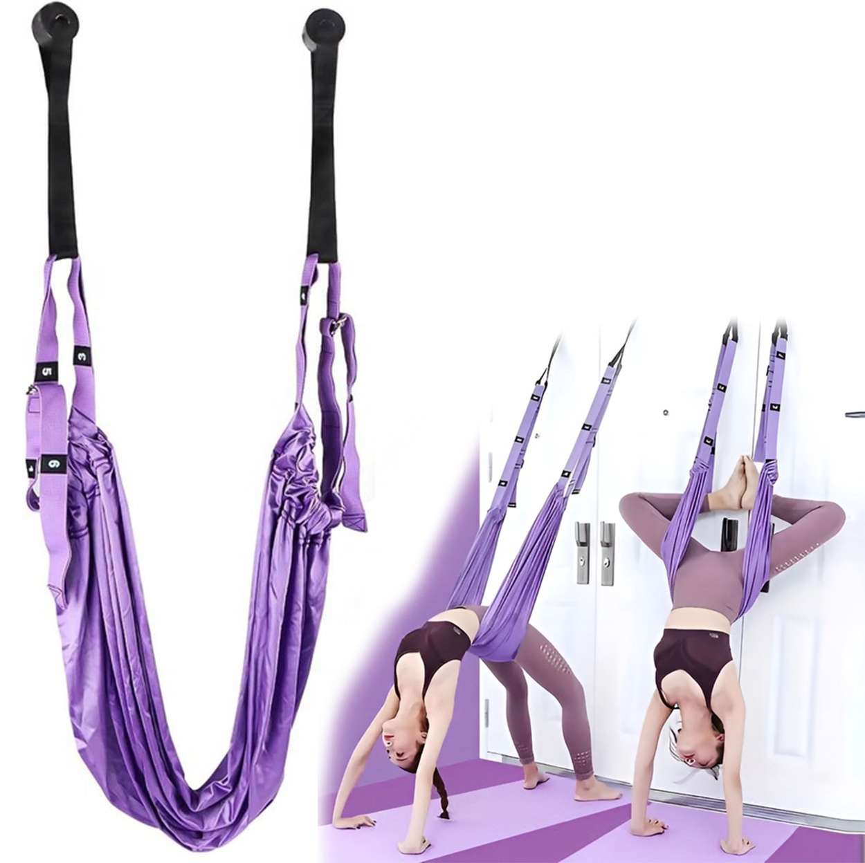 HAMAK DO JOGI POWIETRZNEJ TAŚMA AKROBATYCZNA DO ĆWICZEŃ PILATES YOGA Fiolet