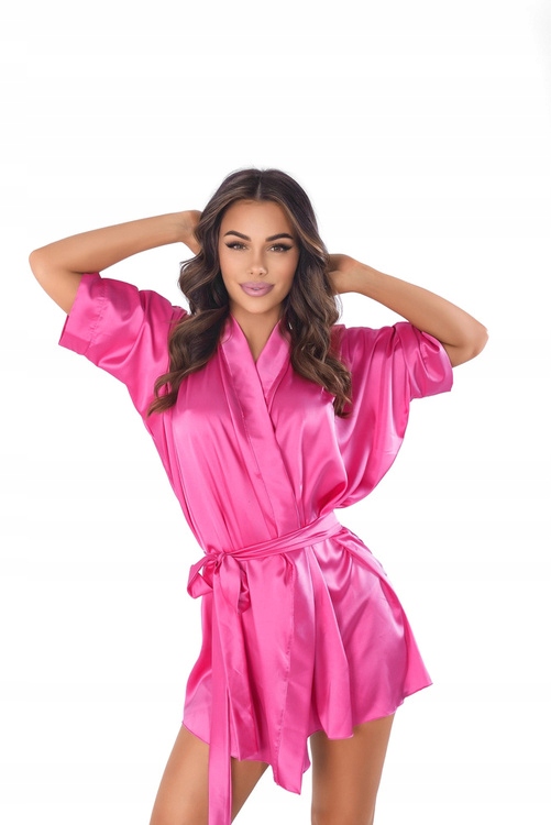 Magenta Kimono Sleeves Robe dámský župan Anais saténový peniuar