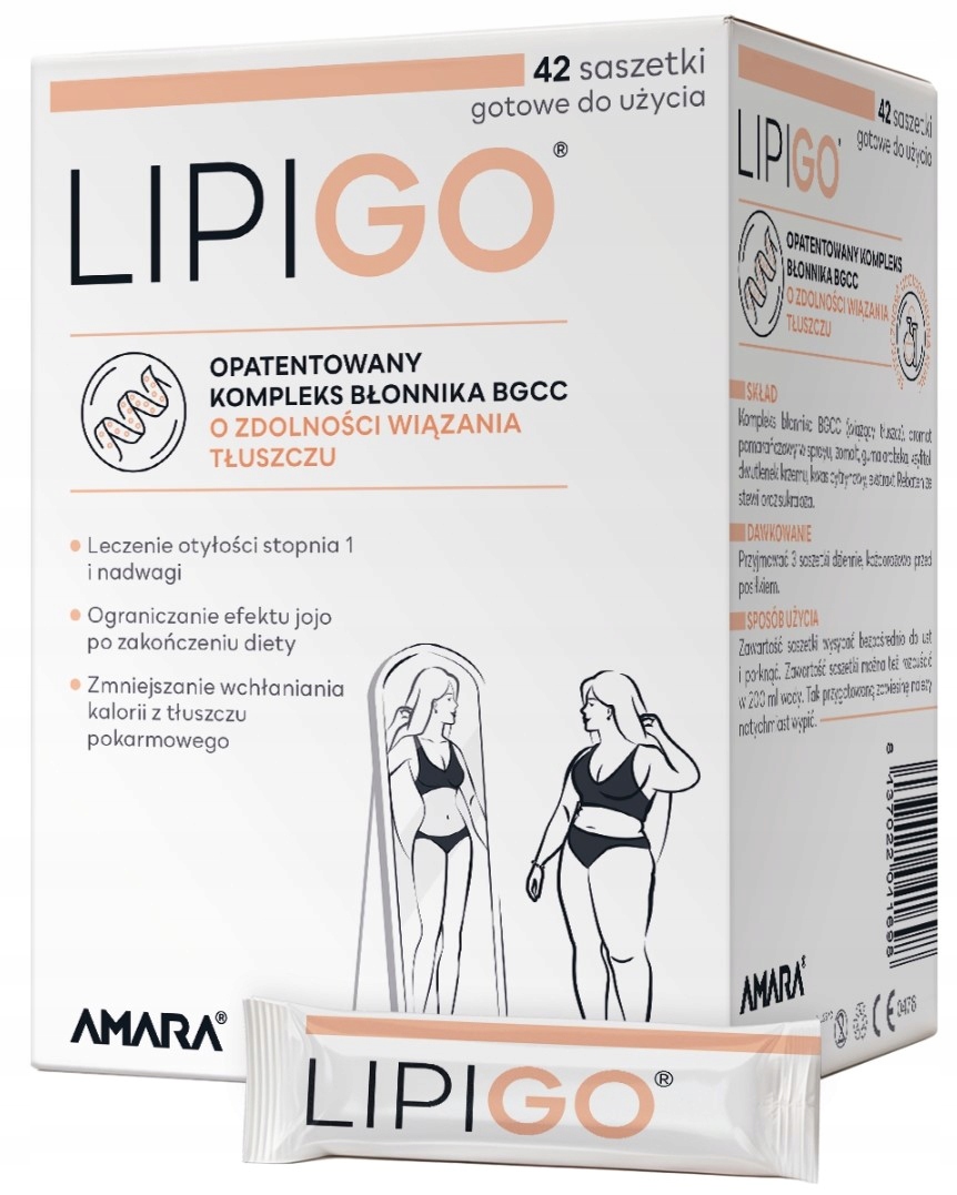 LipiGo kompleks błonnika Bgcc wiąże tłuszcze 42 saszetki