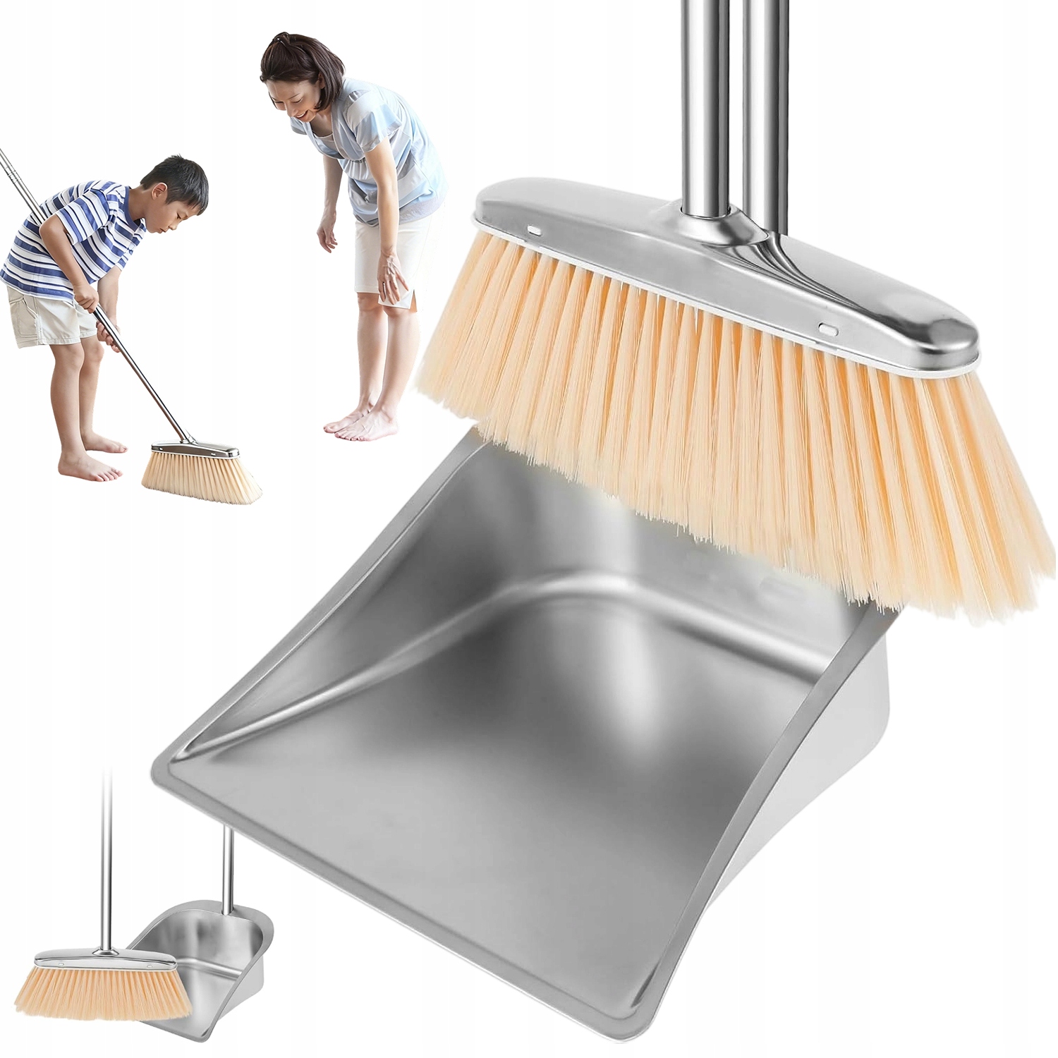 Sada Metly Lopatka Nastavitelná Délka Nerezová Ocel Pet 33 CM Stříbrná