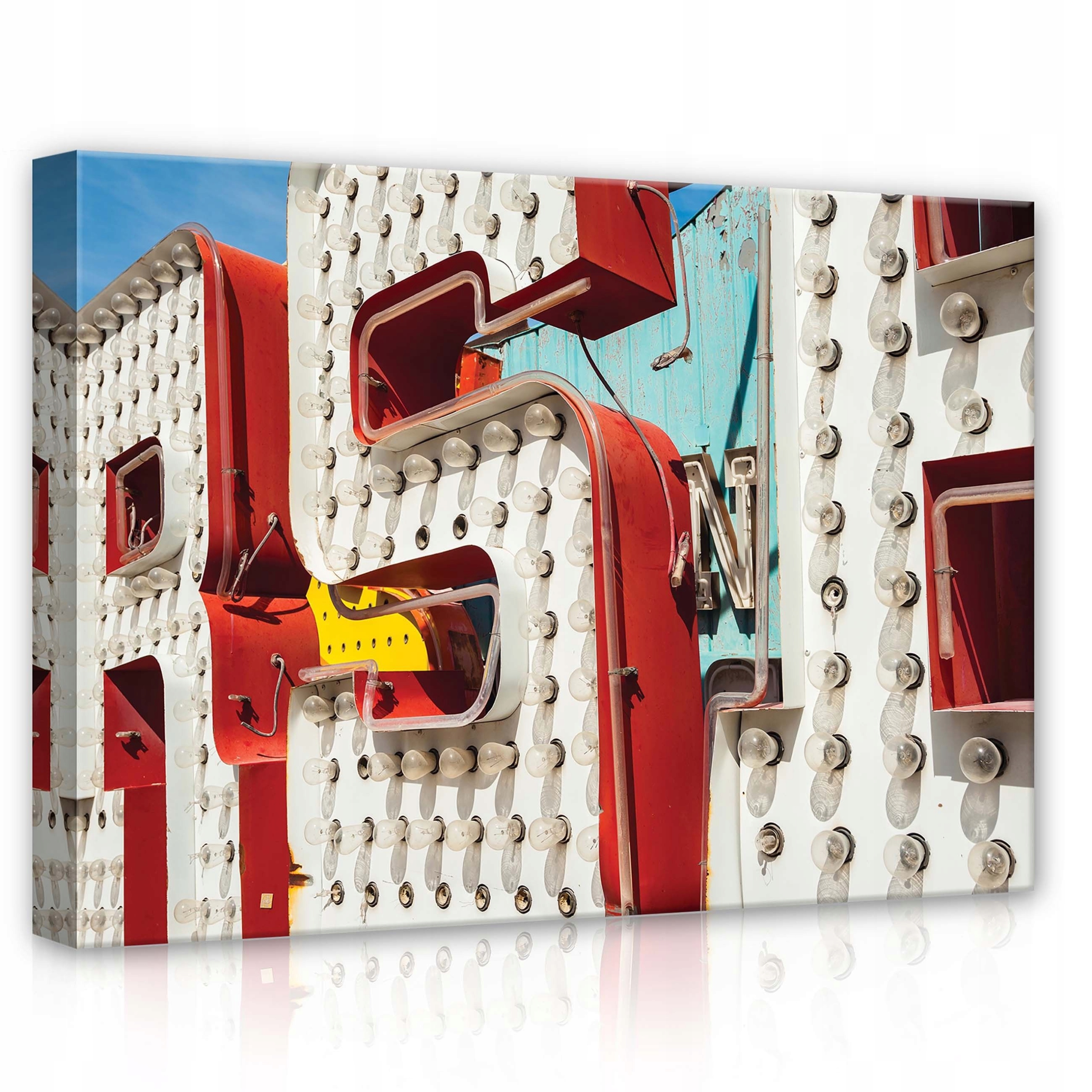 Obraz 70x50 Retro štítek vintage žárovky Las Vegas Amerika jasné světlo