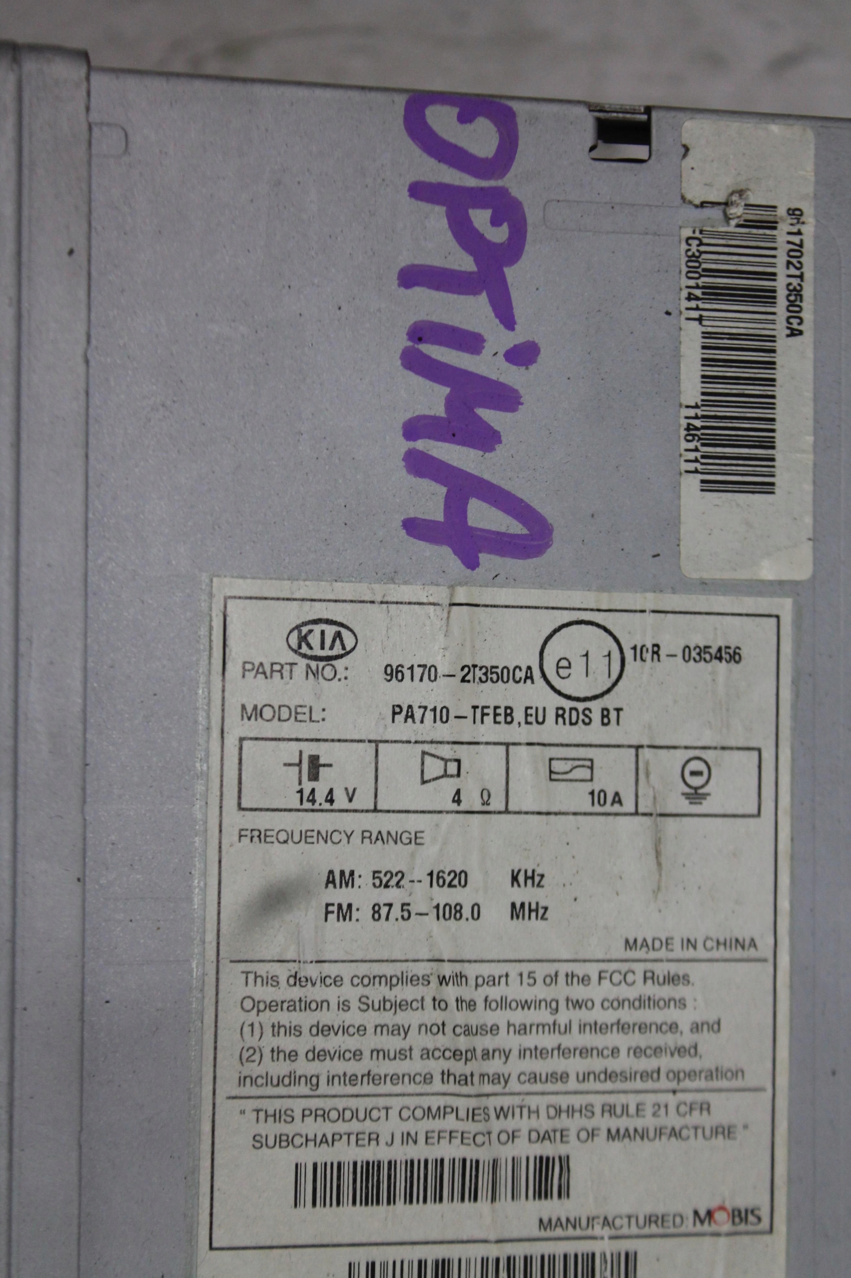 RADIO CD FABRYCZNE 96170-2T350CA OPTIMA III 10-15