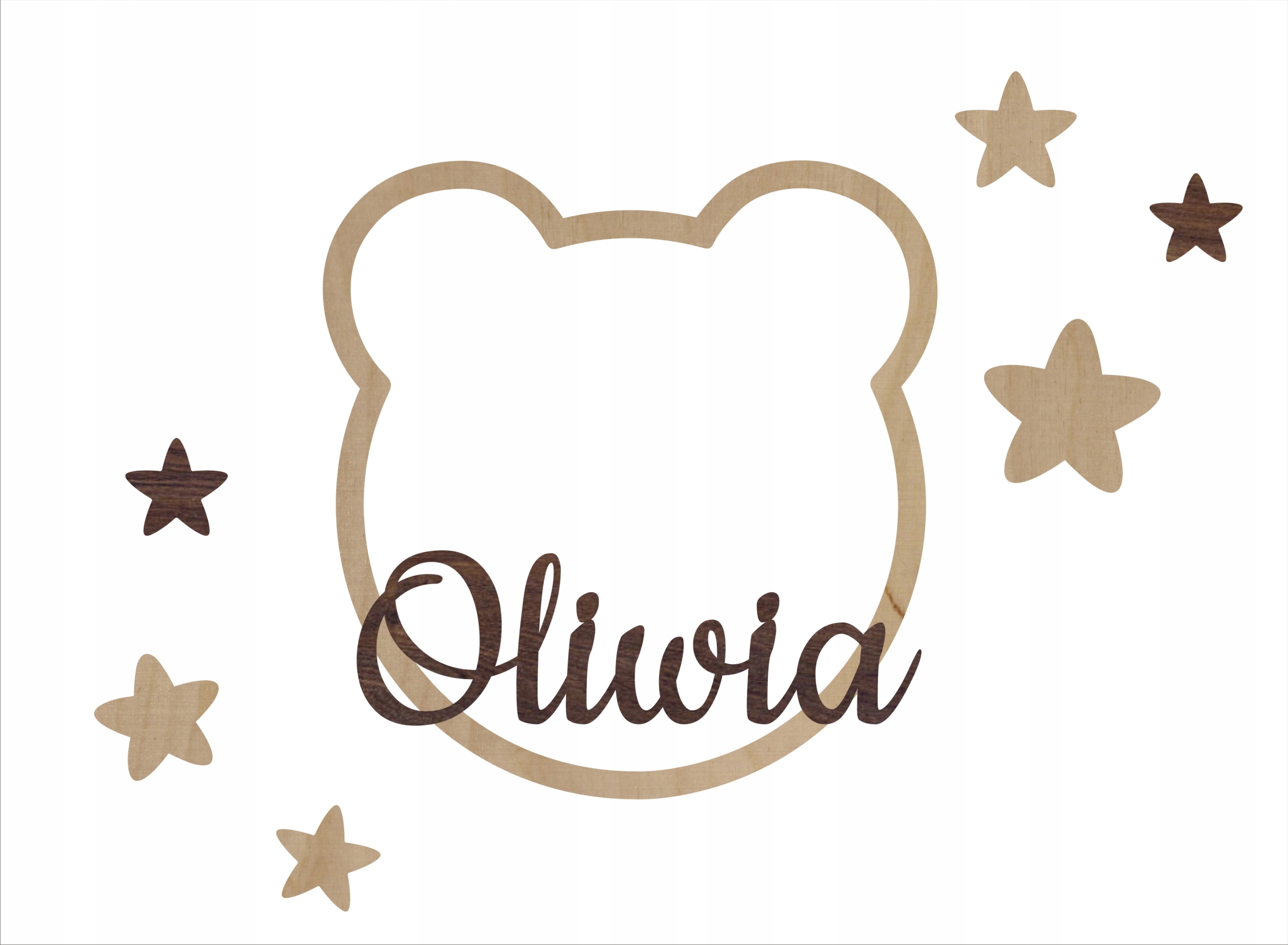 

Miś na ścianę 3D imię dziecka Literki drewniane