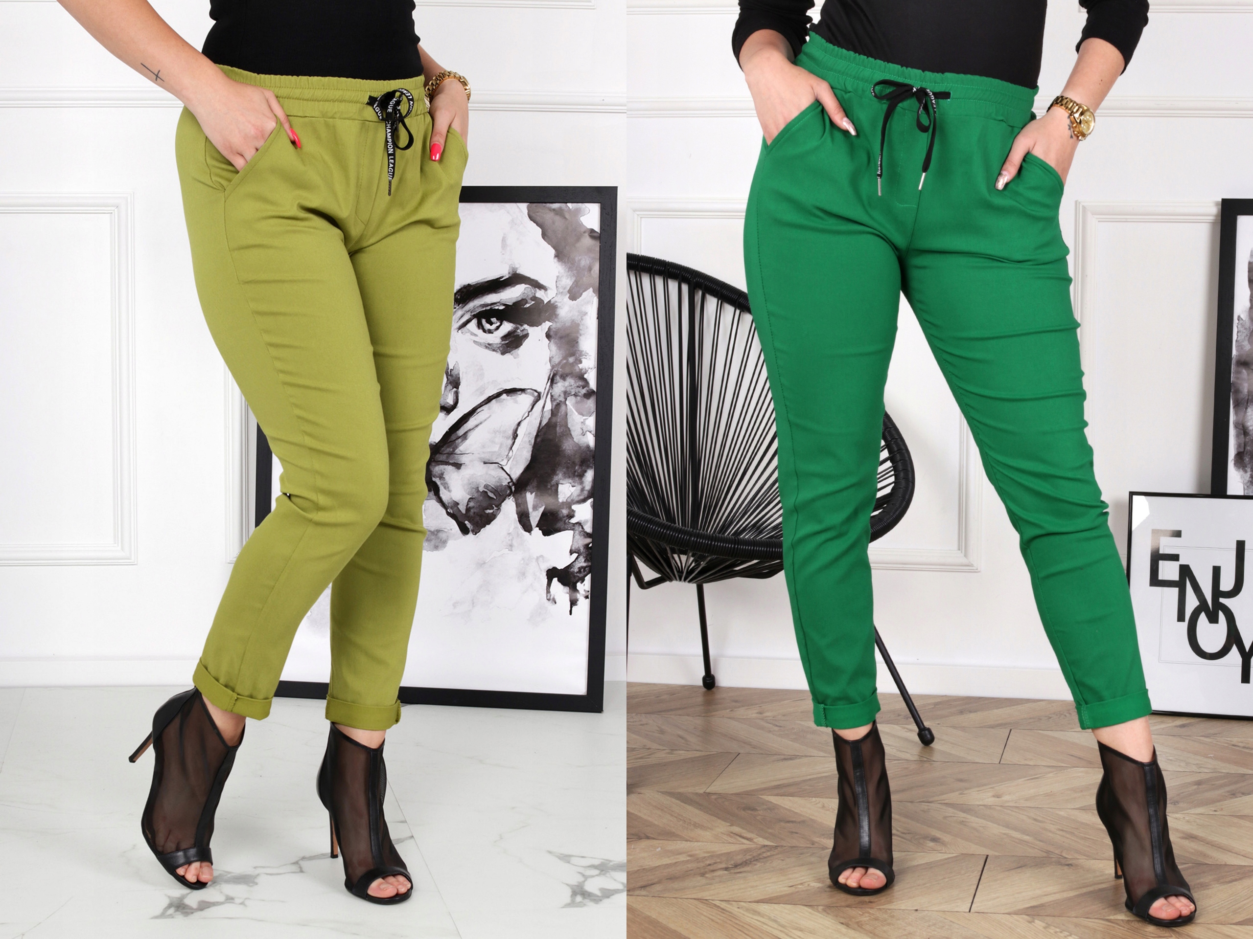 SPODNIE DAMSKIE RURKI CYGARETKI KLASYCZNE MODNE WYGODNE ELASTYCZNE KOL 36 S Stan (wysokość w pasie) wysoki