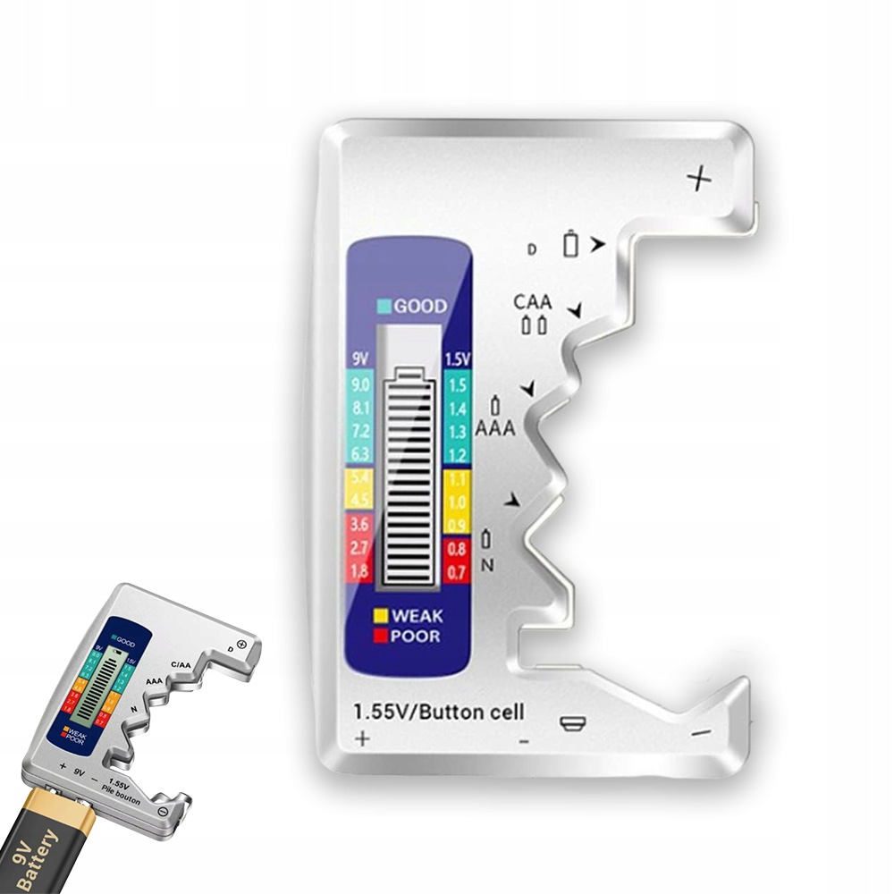 Cyfrowy Tester Baterii Z Wyswietlaczem LCD I Akumulatorków Aa Aaa 12V 24V