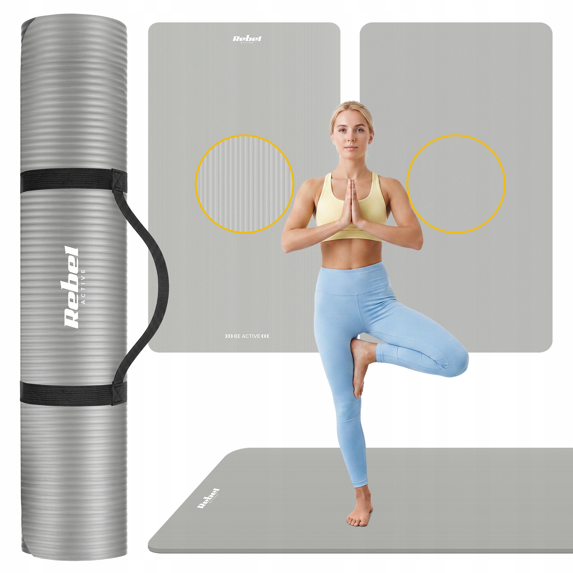 Mata gimnastyczna do ćwiczeń joga pilates fitness 200x130cm Nbr 2cm Rebel