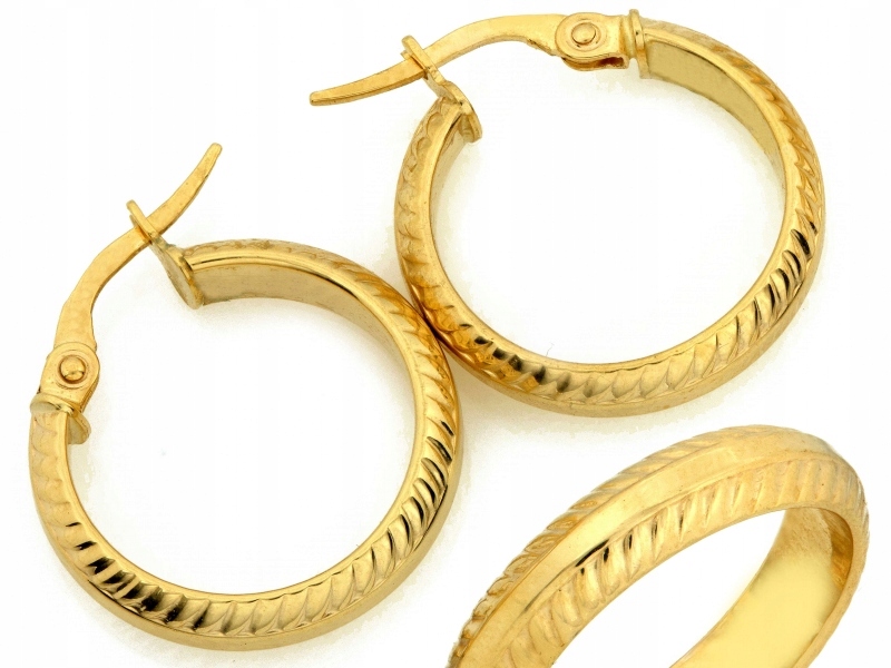 Náušnice zlaté kruhy 585 anglické zapínání elegantní široké 25 mm 4 mm
